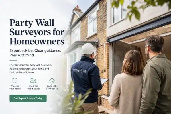 Image of couple with Party wall survey from Survey One Plymouth